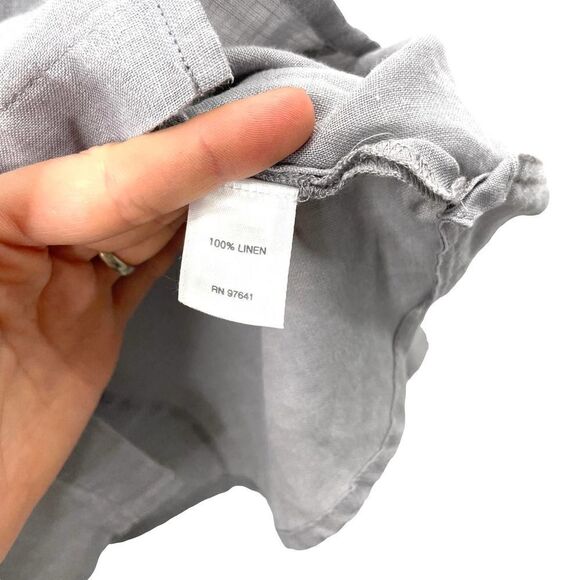 J. Jill love linen button down shirt Sz M gray neutral - Picture 6 of 6